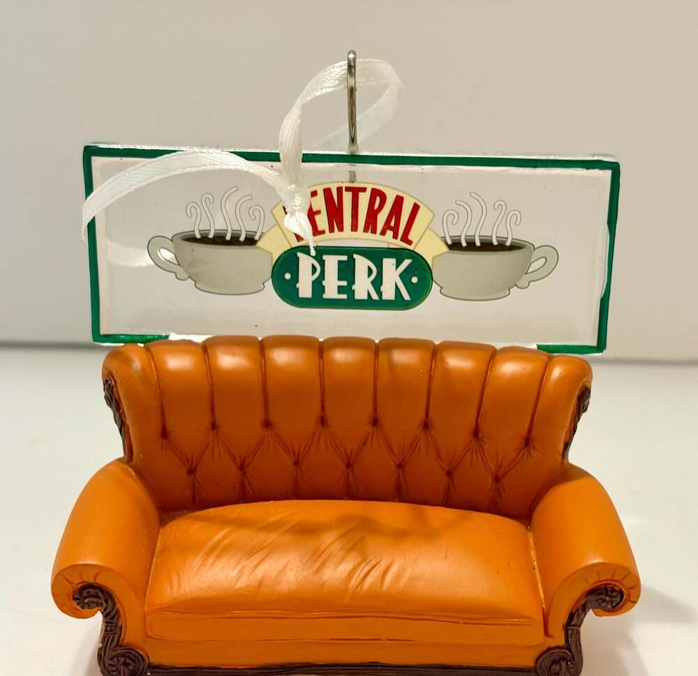 Hallmark Ornament F.R.I.E.N.D.S Central Perk cafe iconic couch w/glass sign